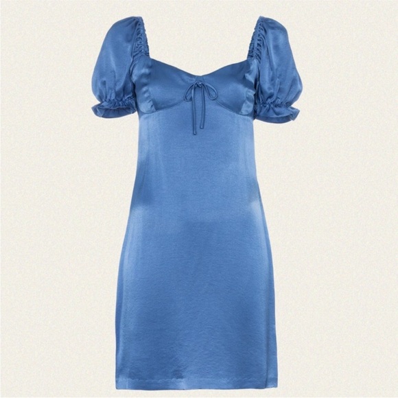 STAUD Blue Satin Mini Dress - Picture 2 of 5